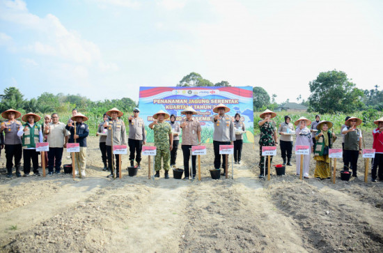 Dukung Swasembada Pangan Nasional, Pemkab Kampar dan Polres Kampar Laksanakan Penanaman Jagung Pipil Serentak di Desa Ridan Permai