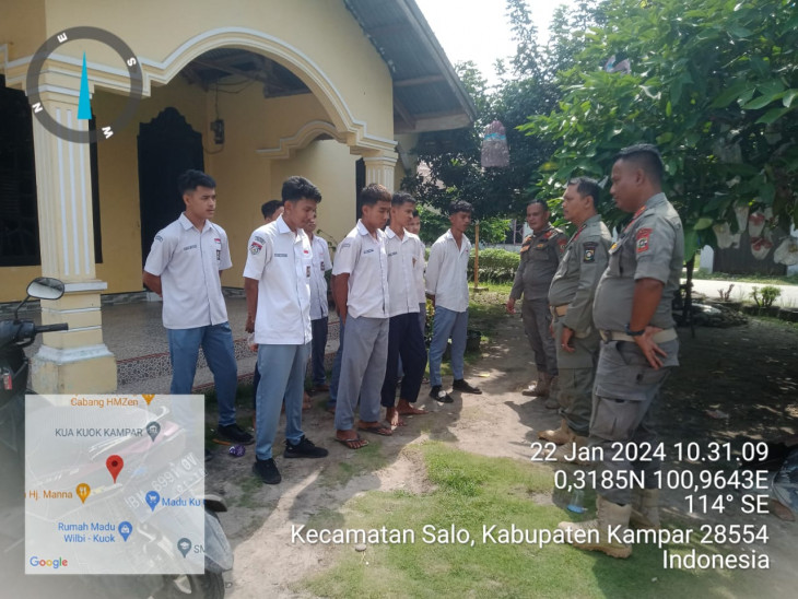 Bolos Sekolah, Belasan Pelajar di Kecamatan Kuok diamankan oleh BKO Pol PP Kecamatan Kuok. 