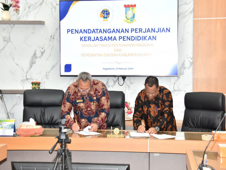 Pemkab Kampar Tandatangani MoU bersama STPN Jogyakarta, Yusri : “Selain untuk peningkatan SDM Aparatur di pertanahan juga percepatan peningkatan PAD.”