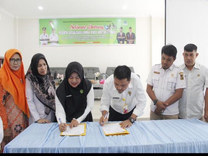 Pacu Semangat Literasi Di Kab. Kampar, GOW Kab. Kampar Tandatangani MoU Dengan Dinas Perpustakaan Dan Arsip Kab. Kampar