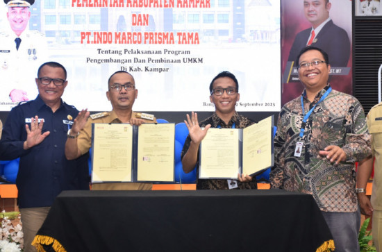 Kembangkan UMKM Yang Maju dan Pemasaran luas, Pemkab Kampar Apresiasi Penandatanganan Kesepakatan MoU Kerjasama dengan Indomaret PT. Indo Marco Prisma Tama.