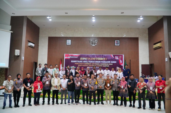 KPU Kampar Laksanakan Rapat Pleno Terbuka Rekapitulasi Hasil Perhitungan Perolehan Suara Pemilihan Gubernur Dan Wakil Gubernur Serta Bupati  Dan Wakil Bupati Tahun 2024