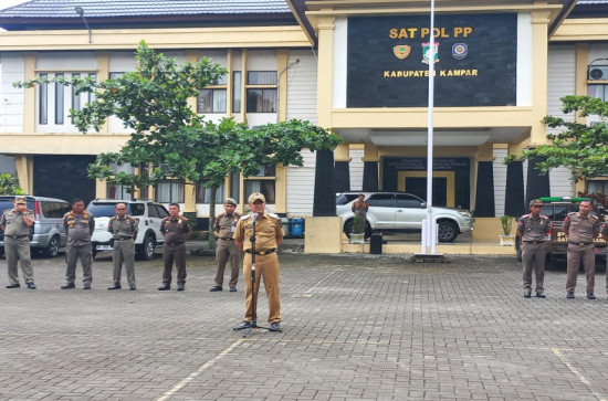 Pimpin Apel di Satpol PP Kampar, Hambali Minta Seluruh Personil Siap Siaga, Responsif dan Tanggap.