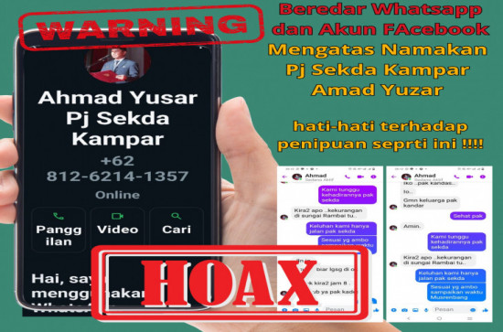 Waspada Modus Penipuan, Pj Sekda Kampar Menghimbau Masyarakat Harus Bijak Bermedia Sosial Agar Terhidar Dari Penipuan.