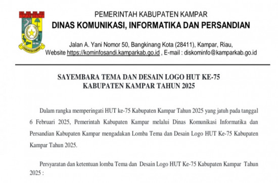 Sayembara Tema dan Desain Logo Hut ke 75 Kabupaten Kampar Tahun 2025