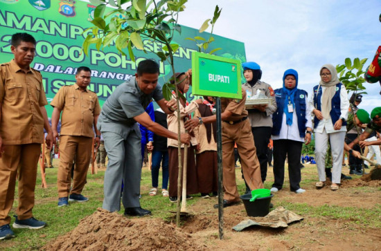 Bupati Kampar Tanam Pohon di Tepi Sungai Subayang Sempena Hari Pohon Sedunia: Tegaskan Komitmen Jaga Alam untuk Generasi Mendatang