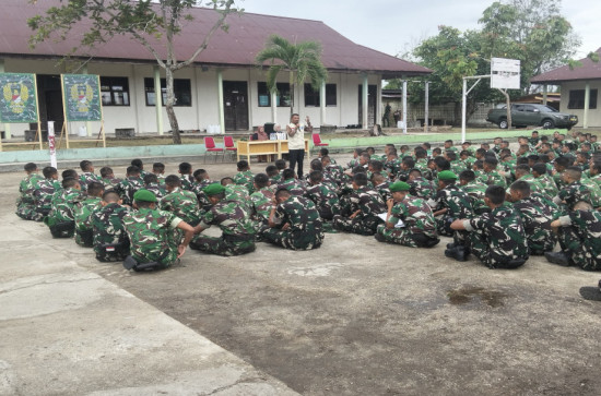 BNK Kampar Gelar Sosialisasi P4GN untuk Prajurit Yonif TP 898 / Pancalang Cakti