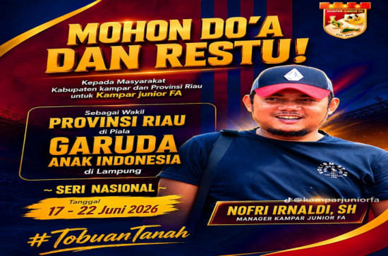 Kampar Junior FA Wakili Riau di Piala Garuda Anak Indonesia di Lampung Seni Nasional, Nofri : Terkait Biaya Selalu Jadi Kendala Kami