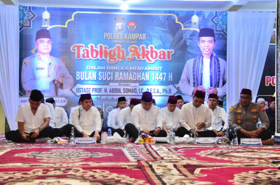 Tabligh Akbar Sambut Ramdhan 1447 H, Berjalan Sukses, Lancar, Pemkab Kampar Apresiasi Polres Kampar 