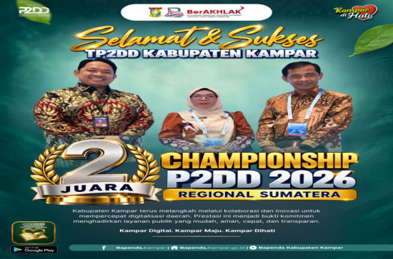 Wakil Bupati Kampar Misharti bersama Kepala Bapenda Kampar Zamhur terkait capaian Championship P2DD 2026.